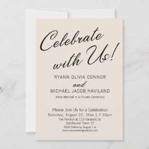 Celebrate with Us Simple Cream Reception Only Invitation