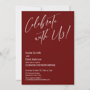 Celebrate with Us Simple Modern Burgundy Reception Invitation