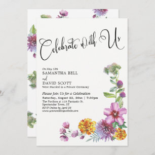 Celebrate With Us Watercolor Wildflowers Reception Invitation