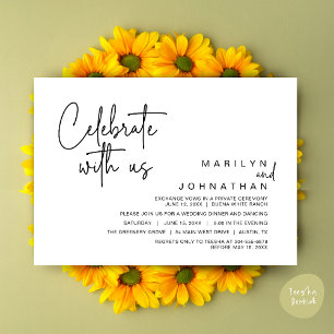 Celebrate with us, Wedding Elopement Dinner Party Invitation