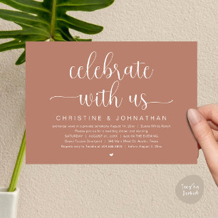 Celebrate with us, Wedding Elopement Dinner Party Invitation