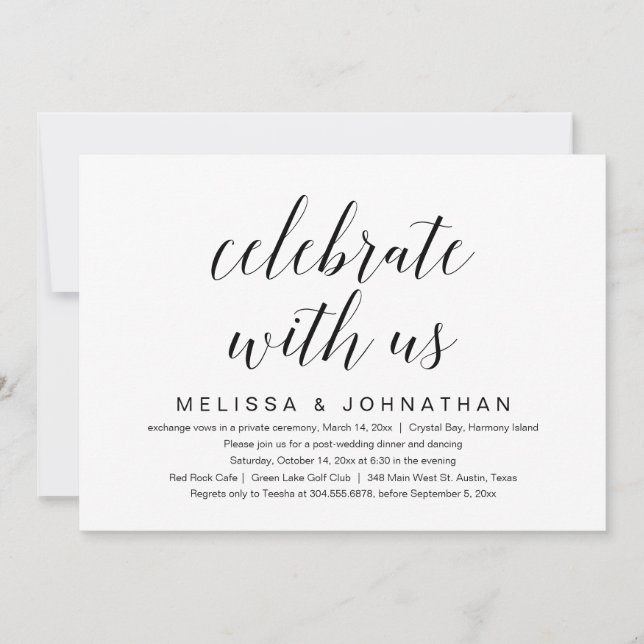 Celebrate with us, Wedding Elopement Invitation (Front)