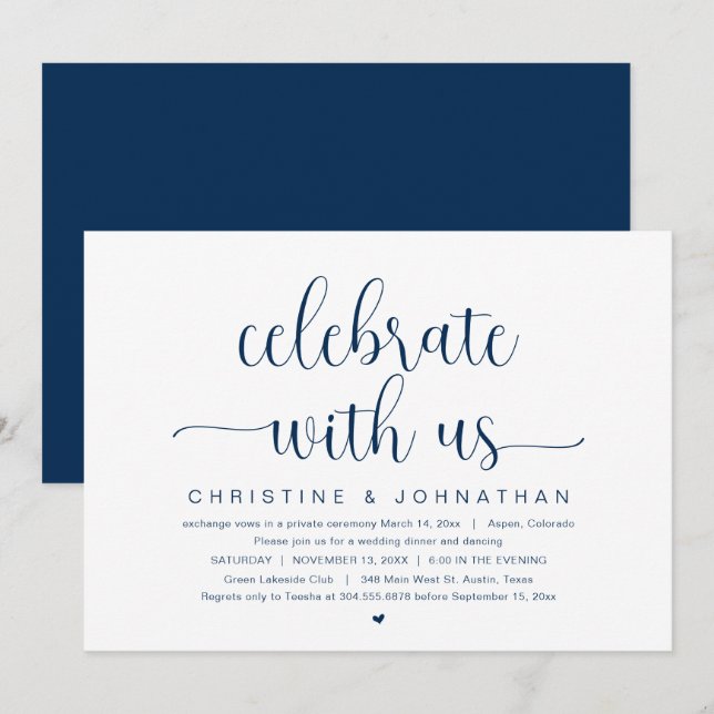 Celebrate with us, Wedding Elopement Party Invitation (Front/Back)