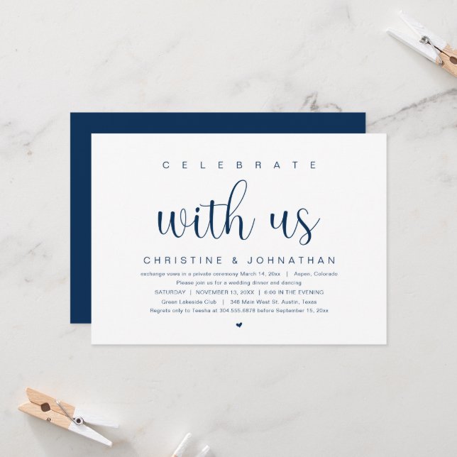 Celebrate with us, Wedding Elopement Party Invitation (Front/Back In Situ)