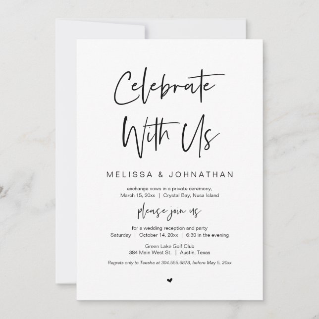 Celebrate with us, Wedding Elopement Party Invitation (Front)
