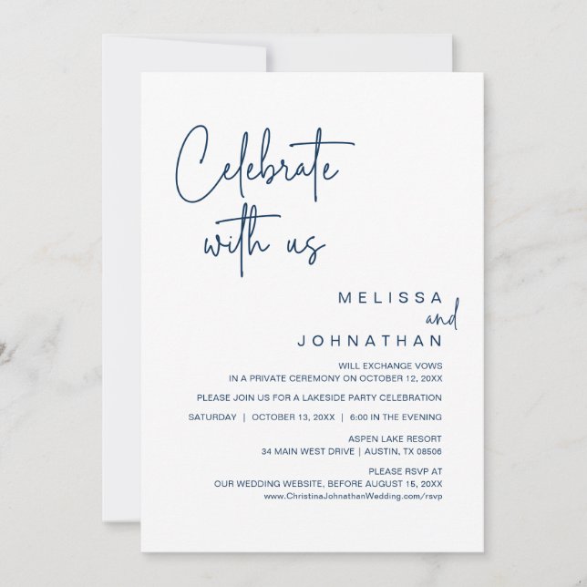 Celebrate with us, Wedding Elopement Party Invitation (Front)