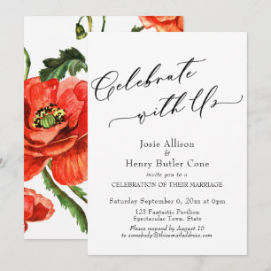 Celebrate with Us Wedding Reception, Red Poppies Invitation