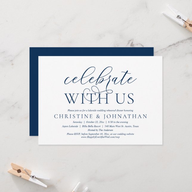 Celebrate With Us, Wedding Rehearsal Dinner Party  Invitation (Front/Back In Situ)