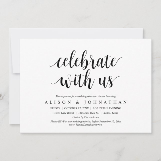 Celebrate with us, Wedding Rehearsal Dinner Party Invitation (Front)