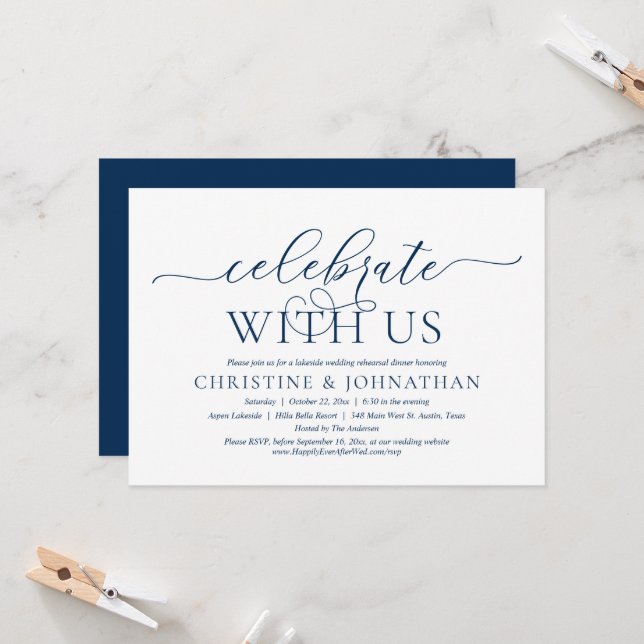 Celebrate With Us, Wedding Rehearsal Dinner Party Invitation (Front/Back In Situ)
