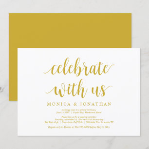 Celebrate with us, Yellow Gold, Wedding Elopement Invitation