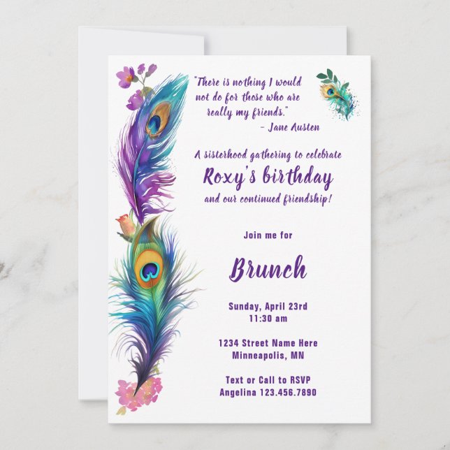 Celebrate Women's Friendship Birthday Brunch Invitation (Front)