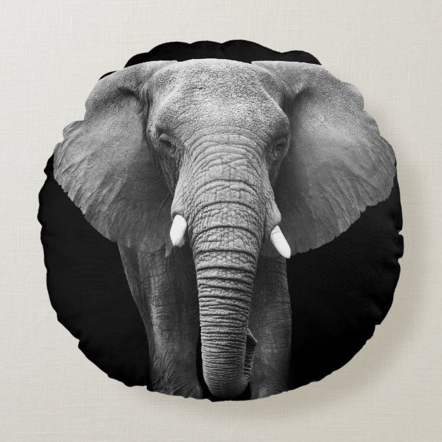 Celebrate World Elephant Day: Majestic Design  Round Pillow (Front)