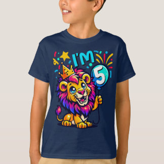 Celebrate Your Child's 5th Birthday Lion Custom T-Shirt