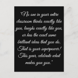 Celebrate Your Child's Unique Back To School Journ Holiday Postcard