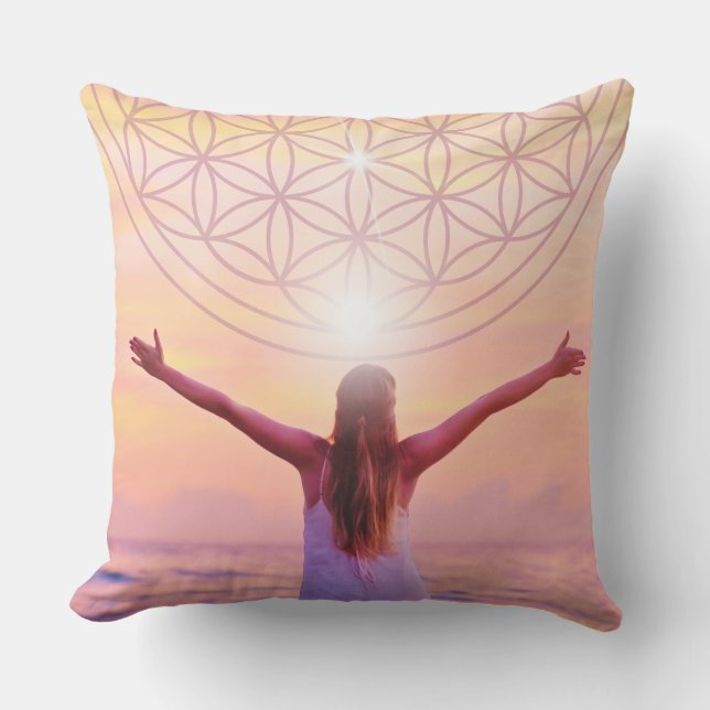 Celebrate Your Life Flower of Life Throw Pillow (Front)