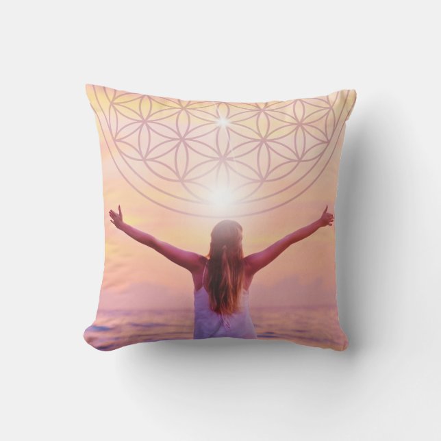 Celebrate Your Life Flower of Life Throw Pillow (Front)