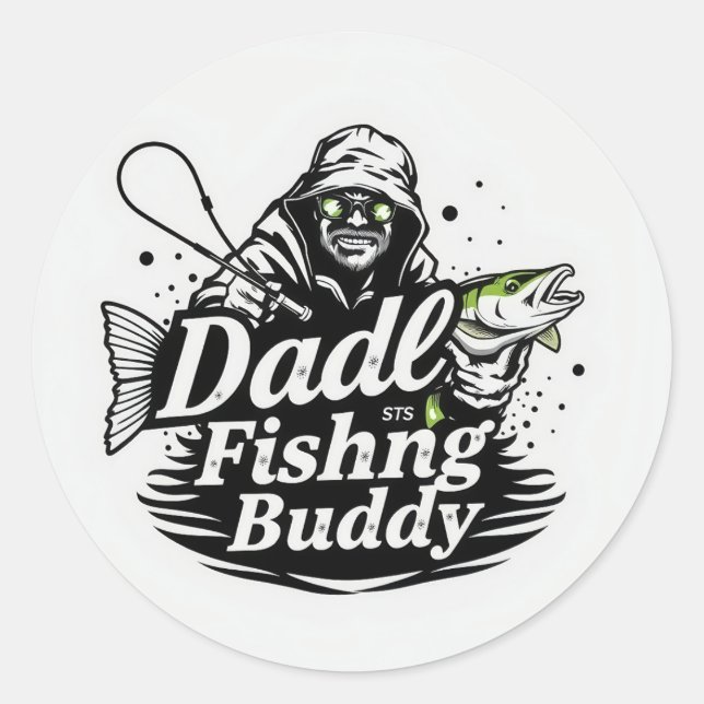 Celebrate Your Love for Fishing with Dad Classic Round Sticker (Front)