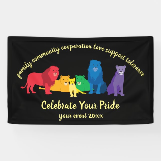 Celebrate Your Pride Rainbow Lion Pride Banner (Horizontal)