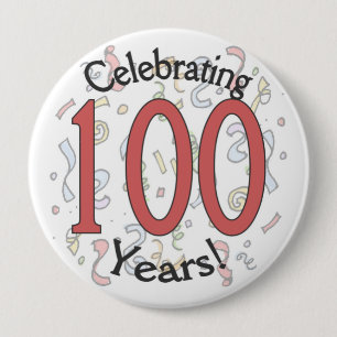 Celebrating 100 year confetti birthday huge button