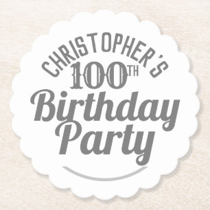 Celebrating 100 Years. 100th Birthday Party Paper Coaster