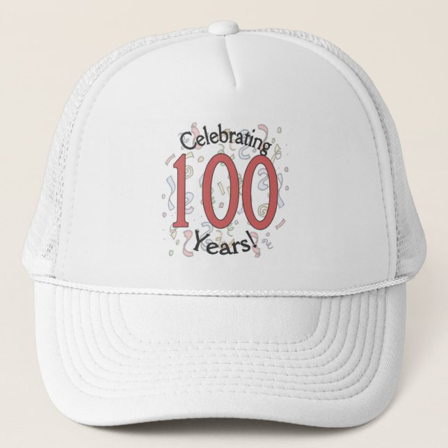 Celebrating 100 years birthday confetti hat (Front)