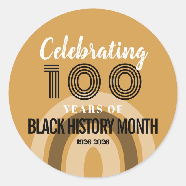 Celebrating 100 Years Of Black History Month Classic Round Sticker (Front)