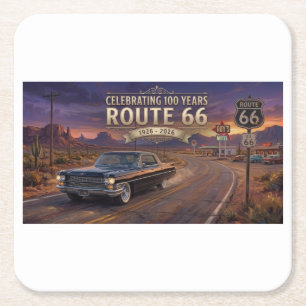 Celebrating 100 Years: Route 66 Square Paper Coaster
