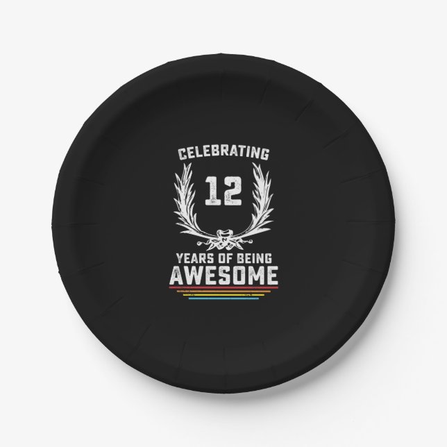 Celebrating 12 Years of Being Awesome Paper Plate (Front)