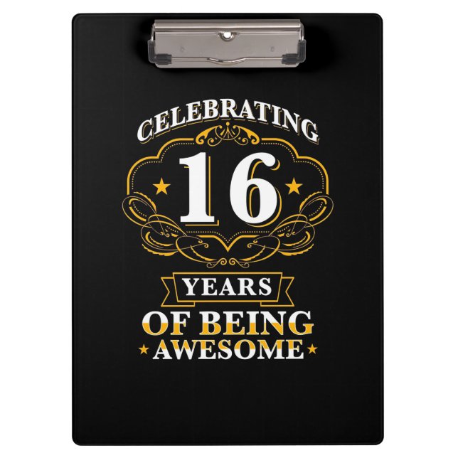 Celebrating 16 Years Of Being Awesome Clipboard (Front)