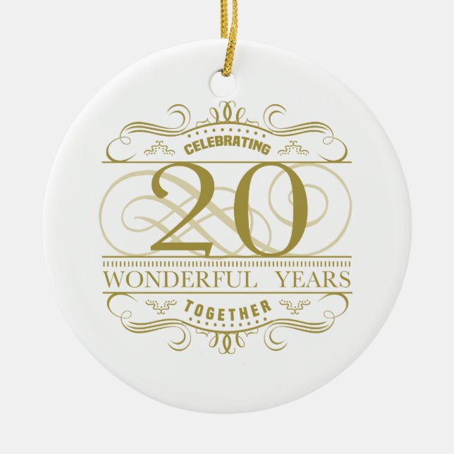 Celebrating 20th Anniversary Ceramic Ornament (Front)