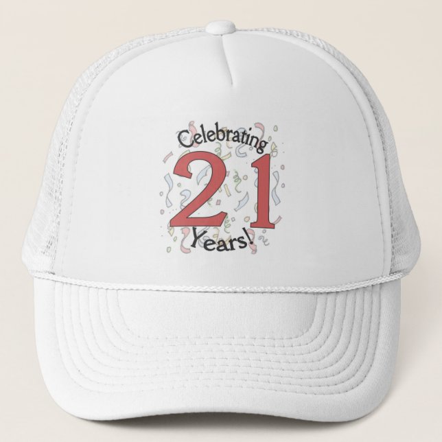 Celebrating 21 years birthday confetti hat (Front)