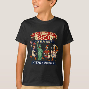 Celebrating 250 Years Goose 1776 2026 Usa Flag 4th T-Shirt