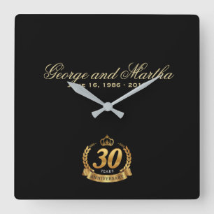 Celebrating 30th Anniversary. Customizable. Square Wall Clock