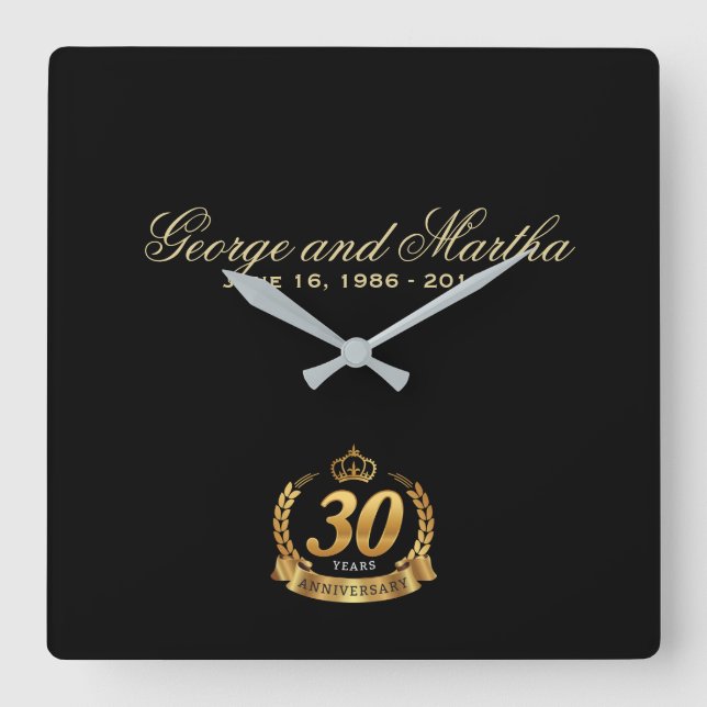 Celebrating 30th Anniversary. Customizable. Square Wall Clock (Front)