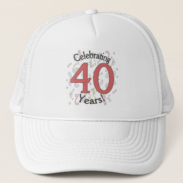 Celebrating 40 years birthday confetti hat (Front)