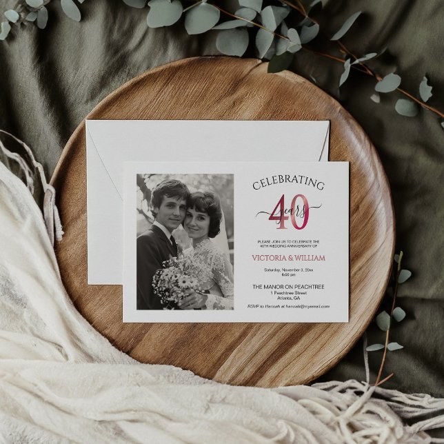 Celebrating 40 Years Photo Anniversary Party Invitation (Creator Uploaded)
