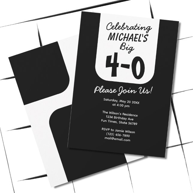 Celebrating 40th Birthday Invitation (Depiction of Invite Front and Back)
