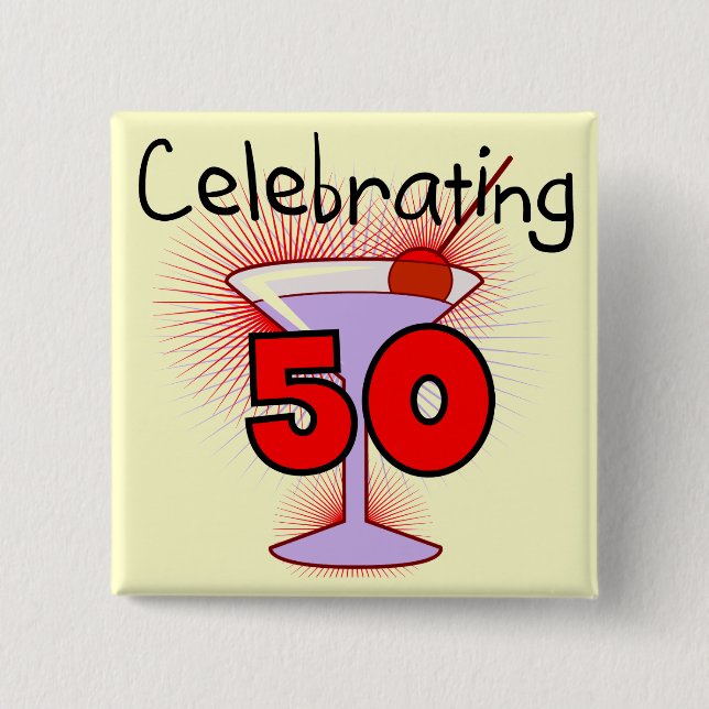 Celebrating 50 Tshirts and Gifts 2 Inch Square Button (Front)