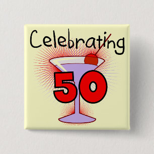 Celebrating 50 Tshirts and Gifts 2 Inch Square Button