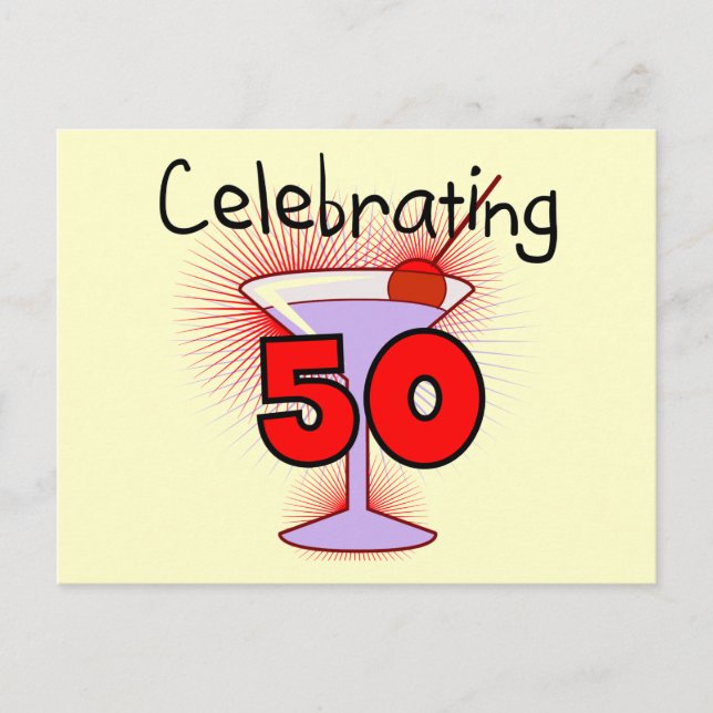 Celebrating 50 Tshirts and Gifts Postcard (Front)