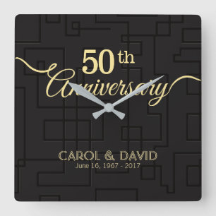 Celebrating 50th Anniversary. Customizable. Square Wall Clock