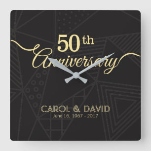 Celebrating 50th Anniversary. Customizable. Square Wall Clock