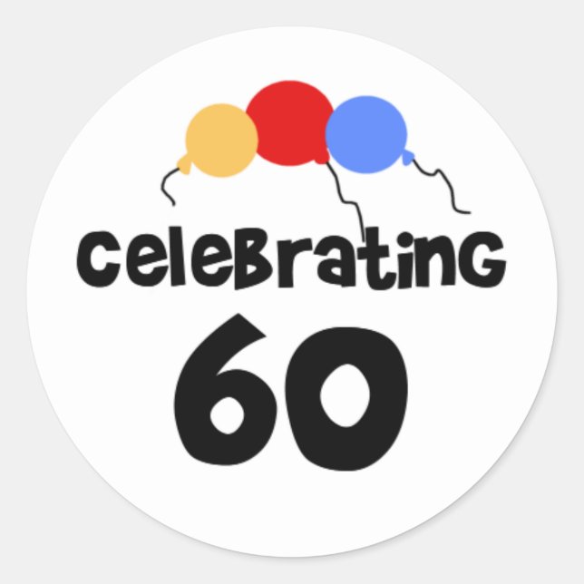 Celebrating 60 classic round sticker (Front)