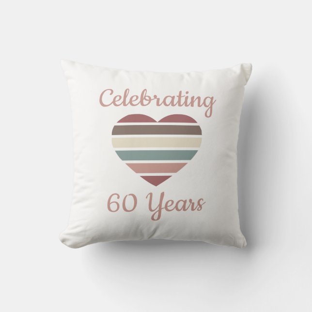 Celebrating 60th Wedding Anniversary Throw Pillow (Front)