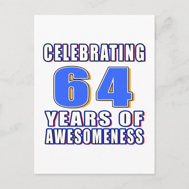 Celebrating 64 years of awesomeness postcard (Front)