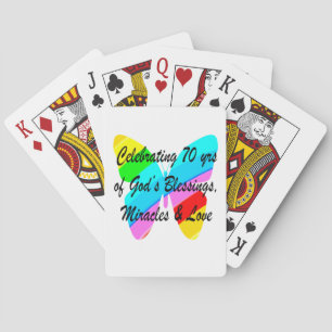CELEBRATING 70TH BIRTHDAY BUTTERFLY DESIGN PLAYING CARDS