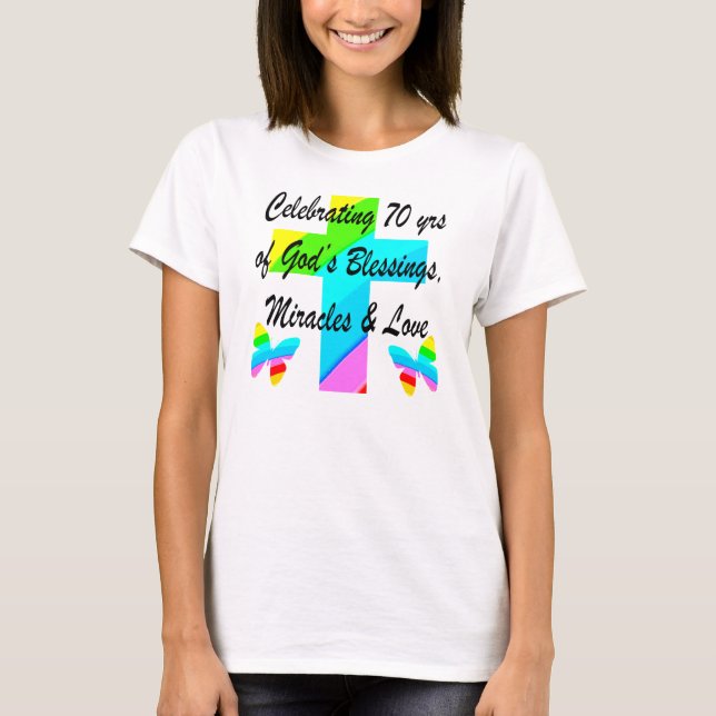 CELEBRATING 70TH BUTTERFLY AND CROSS DESIGN T-Shirt (Front)