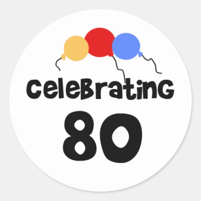 Celebrating 80 classic round sticker (Front)