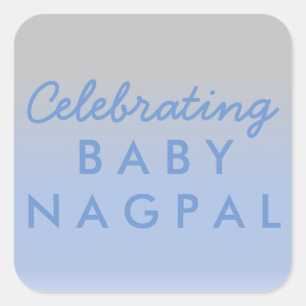 Celebrating Baby Blue Silver Ombre Shower Sticker